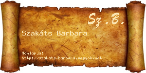 Szakáts Barbara névjegykártya
